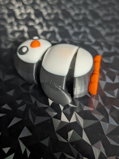 3D printed articulated Penguin bag tag